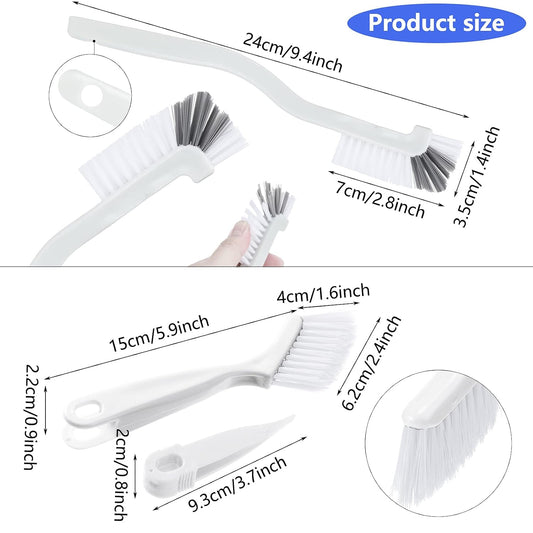 Patelai 4 Pieces Cleaning Brush Sets Small Scrub Brush Household Use for Cleaning Bottle Sink Kitchen Sink Corner Dish Edge Grout Bathroom Sliding Door Window Track(White, Blue)