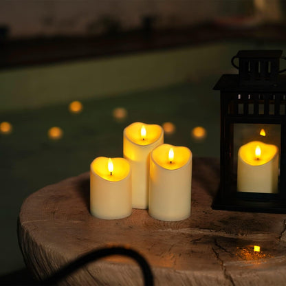 Homemory Black Flameless Candles, Halloween Candles Battery Operated with Remote and Timer, Flickering LED Pillar Candle for Theme Party, Holiday Decor, Set of 3