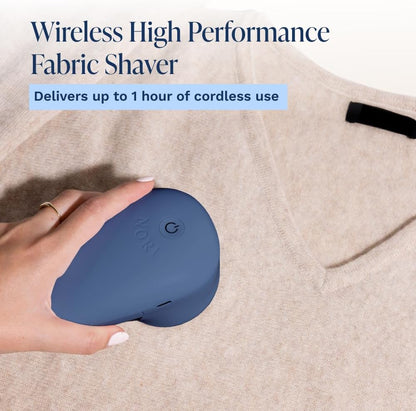 Nori Trim Fabric Shaver - Lint Remover for Clothes & Furniture Couch Pilling - Sweater Pill Remover - Clothes Shaver with 6 Precision Blades - Wireless and Rechargeable - White