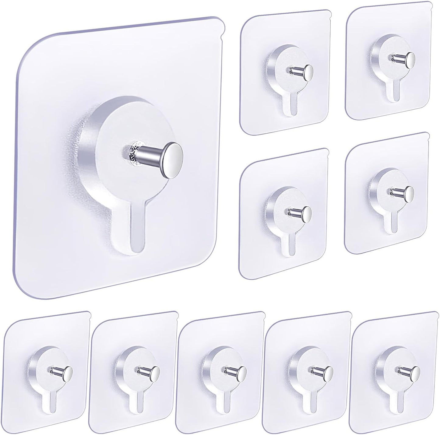 Adhesive Hooks for Wall(13lb Max), Wall Hangers Without Nails for Photos Frames, Utility Waterproof and Oil Resistant Self Adhesive Hooks for Kitchen, Bathroom, Home and Office -10 Pack