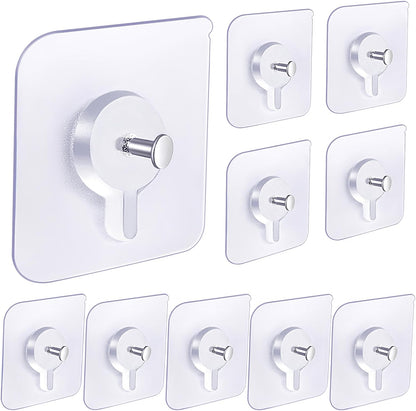 Adhesive Hooks for Wall(13lb Max), Wall Hangers Without Nails for Photos Frames, Utility Waterproof and Oil Resistant Self Adhesive Hooks for Kitchen, Bathroom, Home and Office -10 Pack