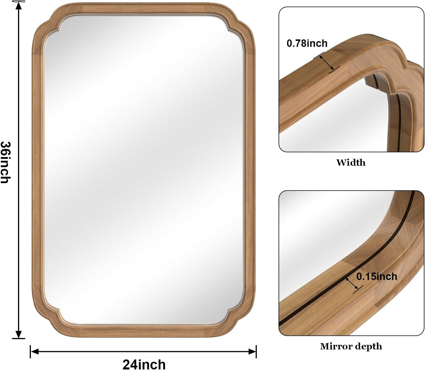 WallBeyond Full Length Mirror Wall Mounted 65"x22", Rustic Wooden Frame Floor Mirror, Large Full Body Mirror for Bedroom, Leaning or Hanging Against Wall, Natural