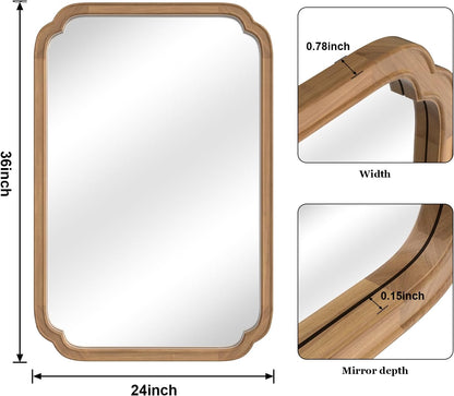 WallBeyond Full Length Mirror Wall Mounted 65"x22", Rustic Wooden Frame Floor Mirror, Large Full Body Mirror for Bedroom, Leaning or Hanging Against Wall, Natural