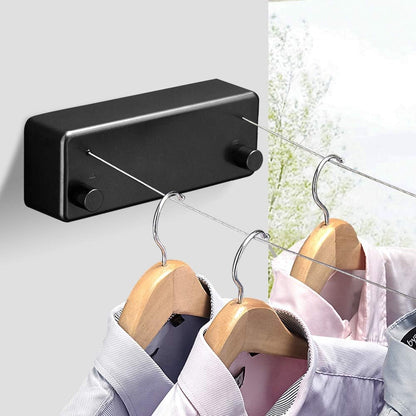 BESy Retractable Clothesline ABS case+Aluminum Dryer with Adjustable Stainless Steel Double Rope String Hotel Style Heavy Duty,Wall Mounted Method, 13.8 Feets,White