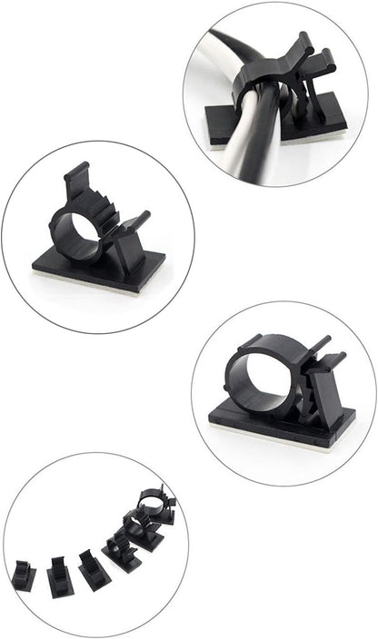 Cable Clips,GLE2016 Self-Adhesive Wire Holder Cable Organizer Cord Management Clamps with Adjustable Backed 20 Pack Black