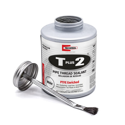 RectorSeal T Plus 2 23710 Pipe Thread Sealant, Non-Hardening, Synthetic Fibers, Contains No Other Metals, PTFE Enriched, Plumbing, 1 3/4 oz.