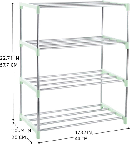 3-Tier Stackable Small Shoe Rack, Lightweight Shoe Shelf Storage Organizer for Entryway, Hallway and Closet(Black)