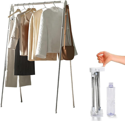 Clothes Drying Rack Foldable, Stainless Steel Portable Clothes Rack Collapsible, Folding Clothes Rack for Indoor & Outdoor, Portable Clothes Airer for Travel (with Hooks)