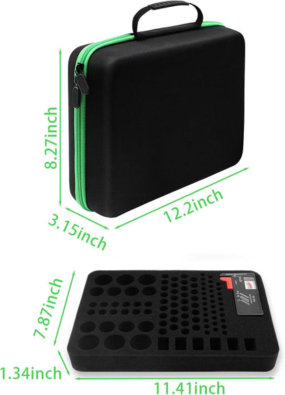 Battery Organizer Storage Case with Tester for AA AAA C D 9V Battery Holder 7 Batteries Variety Pack 111 Batteries Mesh Bag (Batteries Not Included) (black-green)