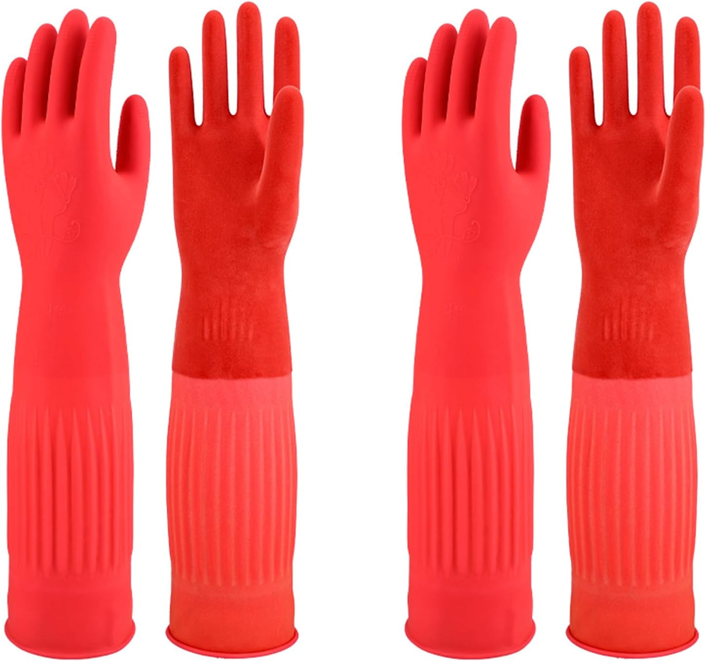 North Tower Rubber Gloves Kitchen Cleaning For Washing Dishing Kithchen, warmming Heat Resistant Dishwashing Gloves,18",2 Pairs Large