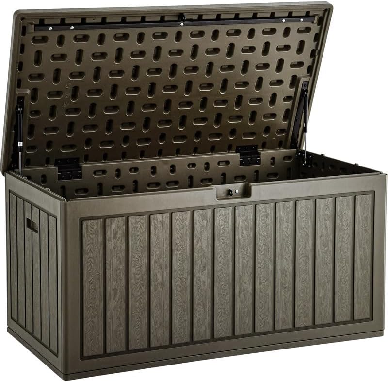 YITAHOME 100 Gallon Large Outdoor Deck Box | Waterproof Resin Storage Box, Lockable Indoor Outdoor Storage Container for Patio Furniture Cushions, Pool Accessories