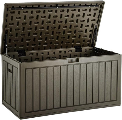 YITAHOME 100 Gallon Large Outdoor Deck Box | Waterproof Resin Storage Box, Lockable Indoor Outdoor Storage Container for Patio Furniture Cushions, Pool Accessories