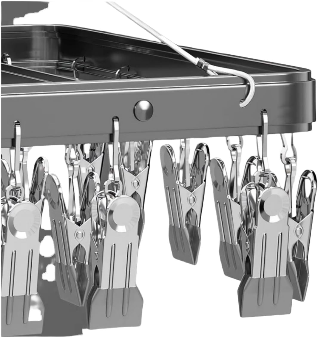 Pants Hangers Clothes Drying Racks Clip Hangers Metal with 36 Clips Windproof Underwear Hanger Foldable Laundry Clip for Jeans Yoga Leggings Trousers Socks Bras (Pink)