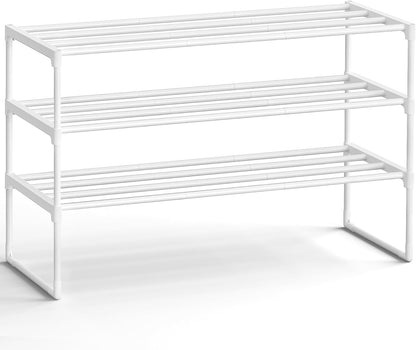 SONGMICS Shoe Rack, 6-Tier Shoe Organizer, Metal Storage Shelf, Upright or Upside Down, for 24-30 Pairs, Stackable, for Entryway, 11.8 x 36.2 x 42.7 Inches, Black ULSA306BH01