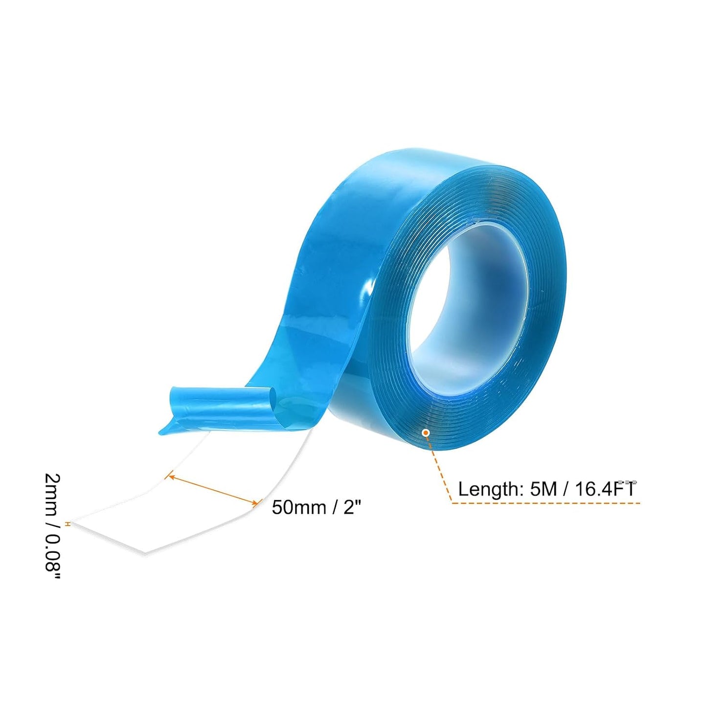 HARFINGTON Double Sided Nano Tape 10FT x 2" x 0.04" Multipurpose Removable Clear Mounting Tape Washable Waterproof Picture Hanging Adhesive Strips with Blue Liner for Carpets Posters