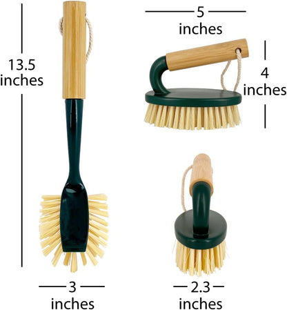 Pine-Sol Scrub Brush Set - Long Handle Cleaning Brushes with Heavy Duty Bristles and Comfort Grip - Scrubbers for Kitchen, Household, and Dishwashing, 2 Pieces