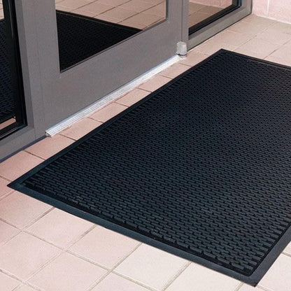 Notrax 340 Soil Guard™ Rubber Scraper Entrance Mat, Outdoor Natural Rubber Doormat for Indoor or Outdoor Heavy-Duty Use, Beveled Edges, 2' x 3', Black, 340S0023BL