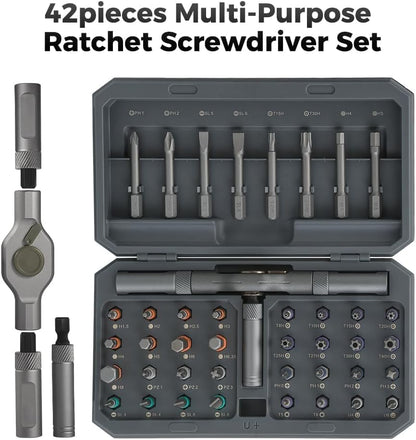 DYLIFE 42 in 1 Magnetic Screwdriver Set, DIY Ratchet Screwdriver Set, Removable Self-assembly Precision Screwdriver Kit, Magnetic DIY Precision Tool Kit for PC Laptop Mobile Cell Phone Digital Watch