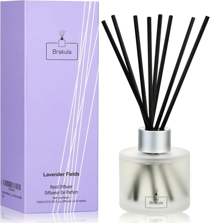 Brakula Reed Diffuser Set, 100ml Black Vanilla Scented Oil Diffuser for Bathroom, Home Fragrance for Living Room, Office