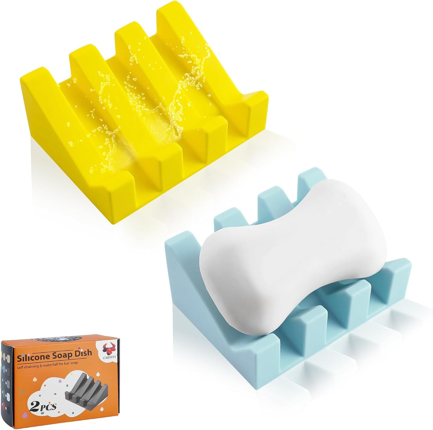 Self Draining Soap Dish Holder,Silicone Soap Dish,for Bathroom,Kitchen, Sponges，Can Extend Soap Life，Keep Soap Bars Dry and Easy Cleaning (White,1-Pack) - Colors B