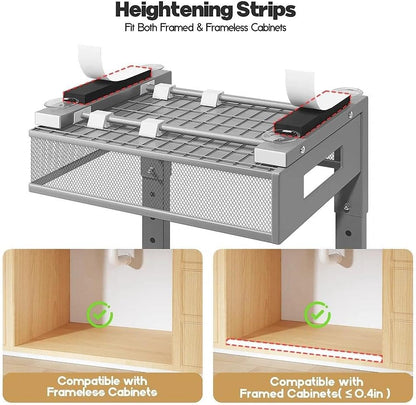 Under Sink Organizer, 2-Tier Dual Pull Out Cabinet Organizer Drawers With Smooth Circular Rail, Large Capacity Metal Mesh Sliding Shelves For Bathroom& Kitchen Storage,Height Adjustable–White,2 Packs