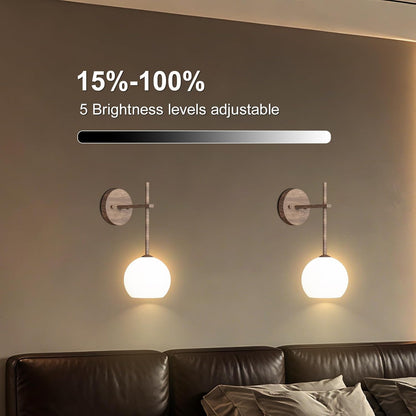 Brass Battery Operated Wall Sconces Set of 2, Rechargeable Wireless Wall Lights with Milky White Frosted Glass, 12 RGB and 3CCT Dimmable, Wall Lamps with Remote for Bedroom Living Room Hallway