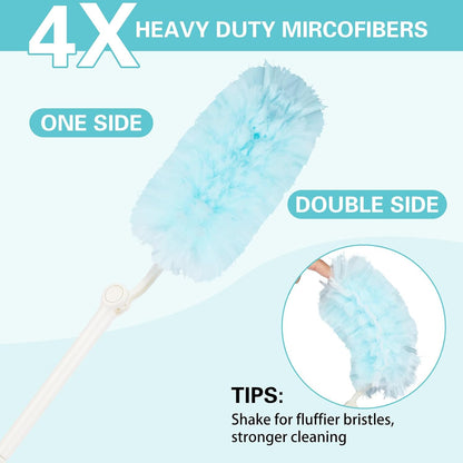 6 ft Heavy Duty Extendable Duster Handle with 50 Refills for Swiffer Duster, 360° Multi-Surface Dusters with 4X Cleaning Power for Home, Ceiling Fans, Windows, Dusting Hard-to-Reach Areas (Orange)