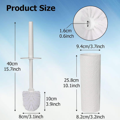 Topsky Toilet Brush,1 Pack Compact Toilet Brush & Holder Set,Plastic Round Barrel Loo Brush with 1 Replacement Toilet Brush Head,Durable for Bathroom Toilet,White
