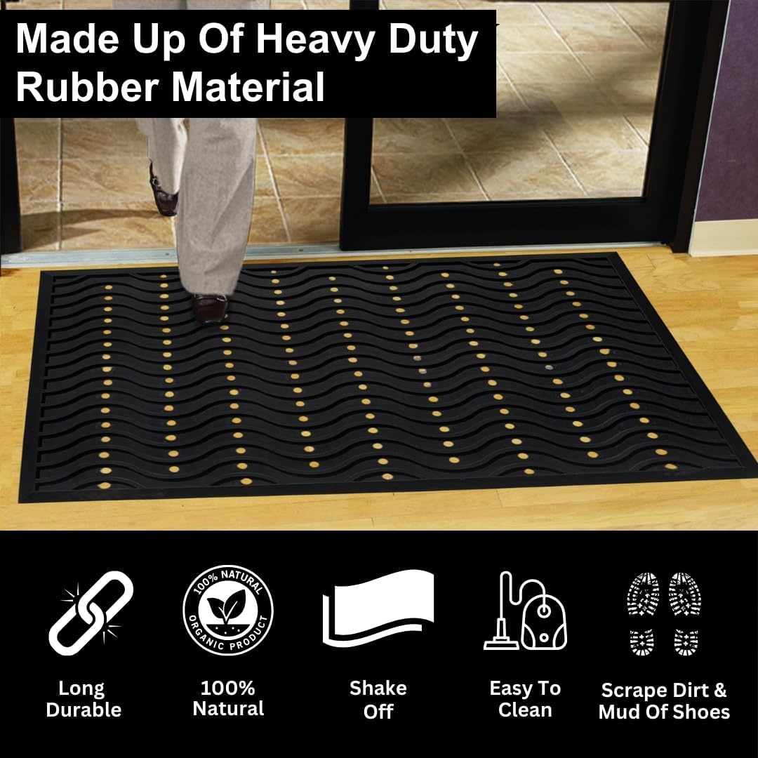 A1HC New Natural Rubber Premium Scrapper Door Mats-Keeps Mud and Dirt Away for Commercial and Residential Use, Office Entrance, Retail, Restaurants, Homes & Any Areas Where is Heavy Traffic 36"x60"