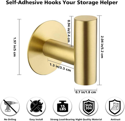 Bntuk Adhesive Hooks Heavy Duty Wall Hooks Stainless Steel Waterproof Shower Hook, Adhesive Holder Coat Hook for Hanging, Wall Mounted Towel Hooks for Bathroom Glass Window- 2 Pack