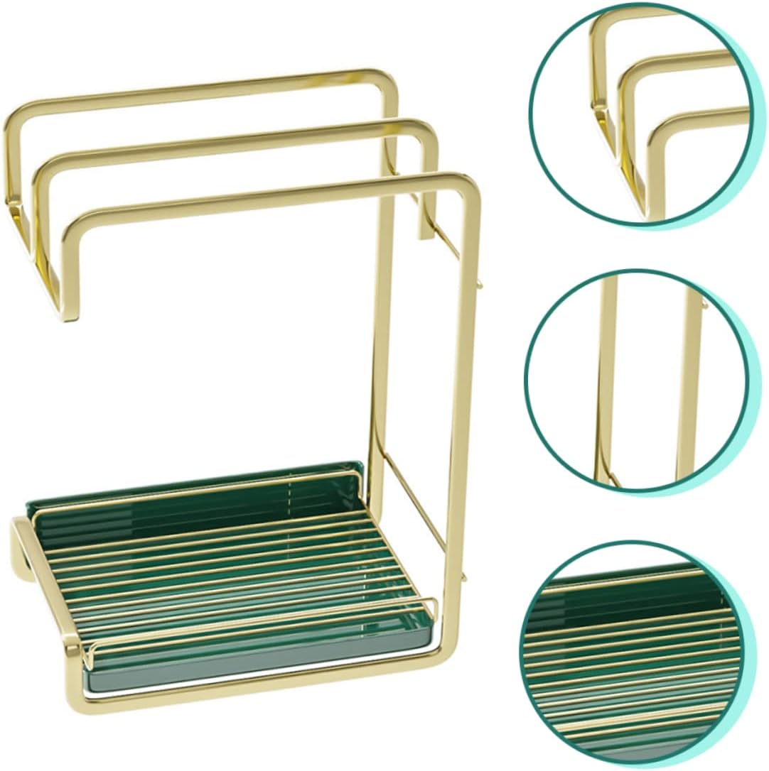 PRETYZOOM Wall-mounted Sponge Rack for Kitchen Lightweight Draining Stand Multi-functional Storage Organizer for Cloths and Cleaning Tools