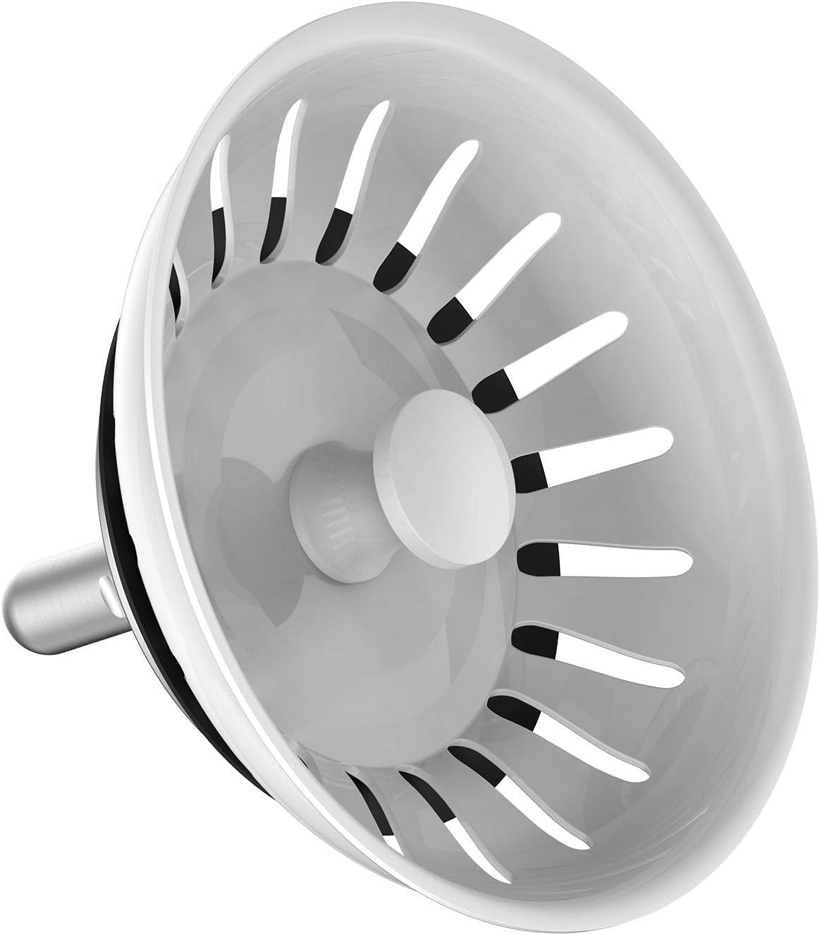 KANARY Kitchen Sink Basket Strainer Replacement for Standard Drains (3-1/2 Inch) Stainless Steel Body with Rubber Stopper (Pack of 2, Stianless Steel)