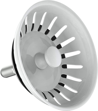KANARY Kitchen Sink Basket Strainer Replacement for Standard Drains (3-1/2 Inch) Stainless Steel Body with Rubber Stopper (Pack of 2, Stianless Steel)