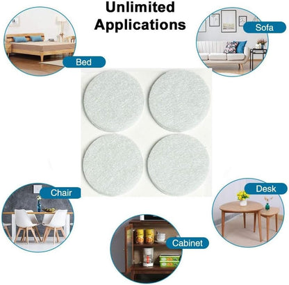 48 Pcs Self Adhesive 1" Round Felt Furniture Pads (White, 1")