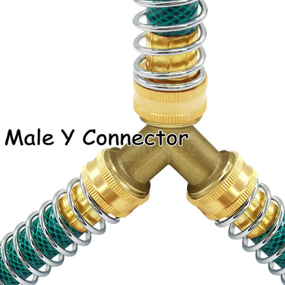 Uenede 2PCS Garden Hose Splitter Brass 3/4" GHT Thread Heavy Duty 2 Way Y Connector with Washers Garden Hose Adapter for Backyard Water Tap, Outlet, & Spigot