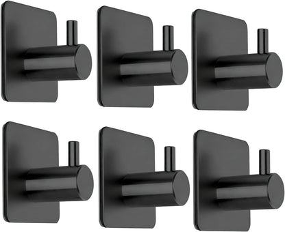 Fotosnow Adhesive Towel Hooks 15lbs Heavy Duty Wall Hooks Waterproof Stainless Steel Hanger for Hanging Coat, Hat, Towel Robe Hook Rack Wall Mount- Bathroom and Bedroom 4-Packs