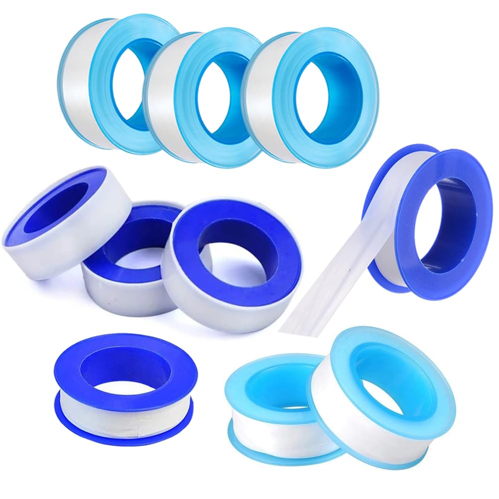 SKYPRO 10 Rolls Thread Seal Tapes, 1/2 PTFE Pipe Sealant Tape Industrial Thread Sealants Plumbers Thread Tape for Leak Water, Plumbers, Plumbing, Airs Head, Thread Pipe(1/2" x394", White)