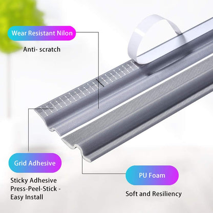26 Feet Window Draft Stopper Foam Seal Strip Self Adhesive, Window Insulation and Door Side Weather Stripping Soundproof, Door Bottom Sweep Noise Gap Blocker (White)