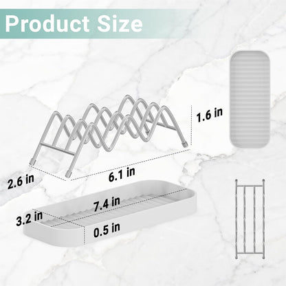 Shampoo Bar Holder for Shower, Self Draining Bar Soap Holder for Shower with Drain Tray, Stainless Steel Soap Dish Organizer for Bathroom Sink, Scrub and Sponge Holder for Kitchen Counter