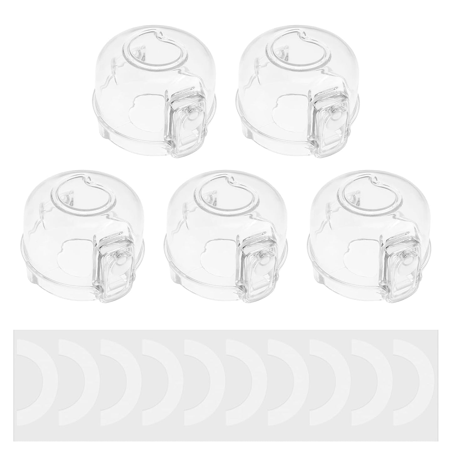 5 Pcs Silicone Gas Stove Child Safety Knob Locks Stove Knob Cover, Guard Baby Proofing, Universal Size with Adhesive, PC Material, Heat-Resistant, Clear View Stove Knob Guard for Kids and Pets