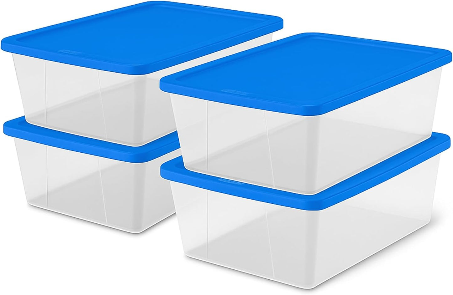 HOMZ 2-Pack Snaplock, Small Clear Plastic Storage Organizer Bins w/ Lids, 28 Quart, Gray - Stackable Container Boxes for Bedroom, Bathroom, Garage, and Office Organization