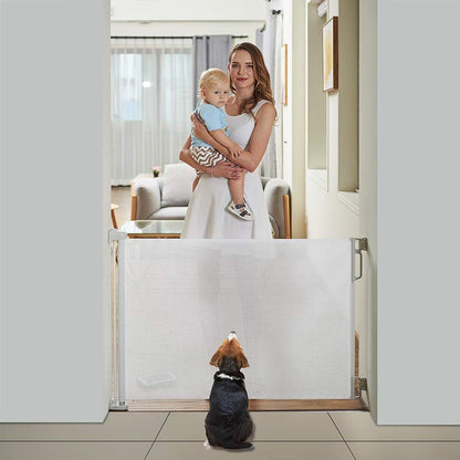 EasyBaby Retractable Baby Gate, 33" Tall, Extends up to 55'' Wide, Black/Child Safety Baby Gates, Pet Retractable Gates for Stairs, Doorways, Hallways, Indoor and Outdoor