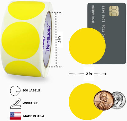 ChromaLabel 2 inch Color-Code Dot Labels | 500/Roll (Yellow)