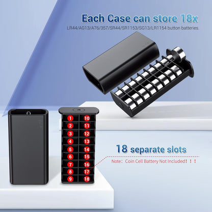 Hard Shell Battery Organizer Holder with Small Battery Tester, IP68 Waterproof Multi 82 Slots Batteries Vault Case for 40 AA & 12 AAA & 12 CR2032 CR2025 & 18 LR44 Button Cell/2 D Size Batteries Case