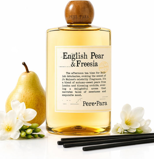 Luxury Hotel Scent Reed Diffuser Rifill 400ml (13.53oz) with 6 Reed Sticks | English Pear & Freesia Scent | Home, Bathroom & Office Decor | Long-Lasting Room Freshener | Premium Gift Set