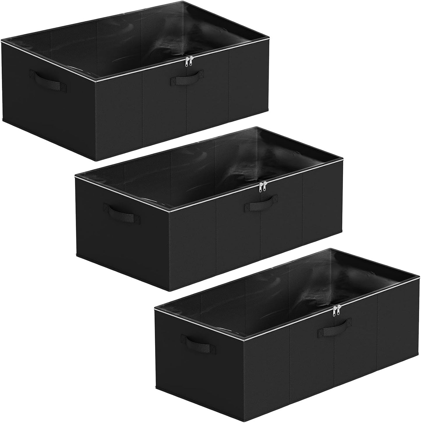 SpaceAid 3 Pack 10" High Under Bed Storage Containers, Large Underbed Storage Organizer Bins with Lids for Bedroom, Dorm, Clothes, Closet Organization, Bed Sheets and Blankets (Gray)
