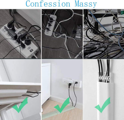 Cable Concealer Cord Cover, Airlxf 2 PCS Self-Adhesive Wall Cable Covers with 4 PCS Double-side Tapes for TV Computer Office Theater (White)