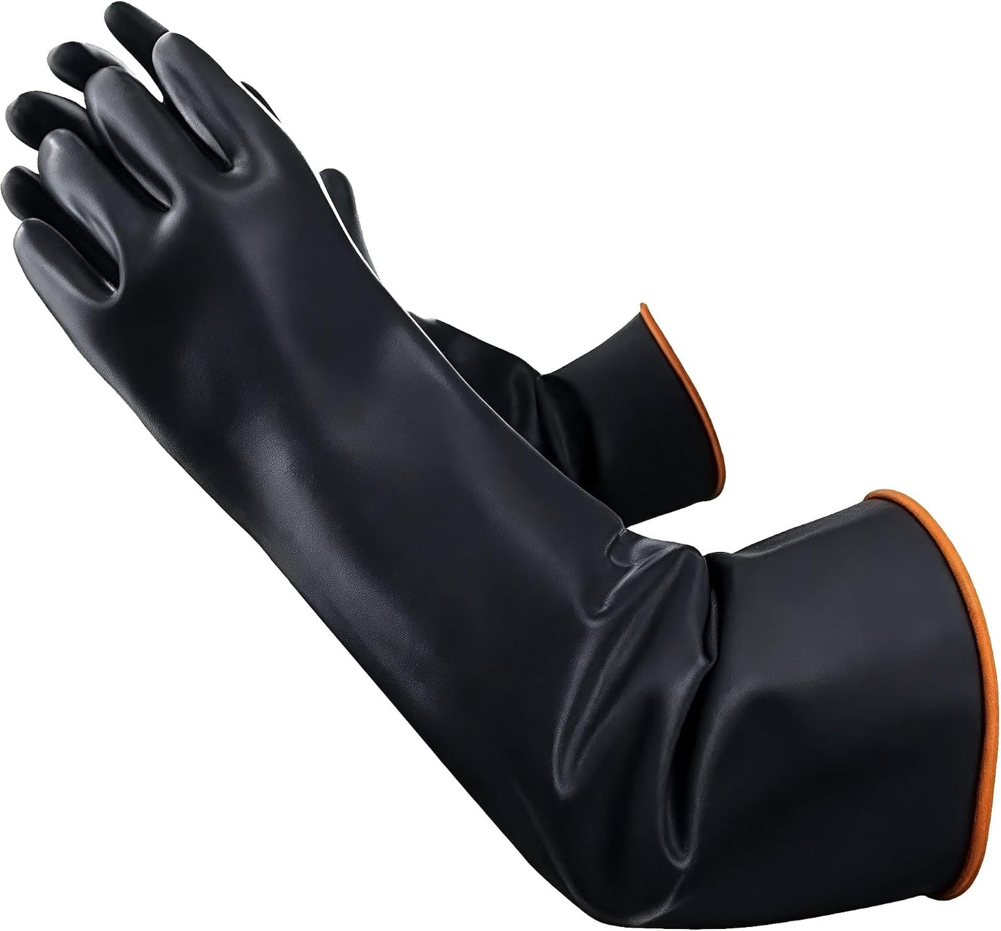 18" XL Size Latex Chemical Resistant Gloves, Reusable Heavy Duty Long Rubber Glove Dishwashing Gloves, Industrial Safety Glove for Men, Forearm Protection Waterproof Resist Strong Acid, Alkali, Oil'