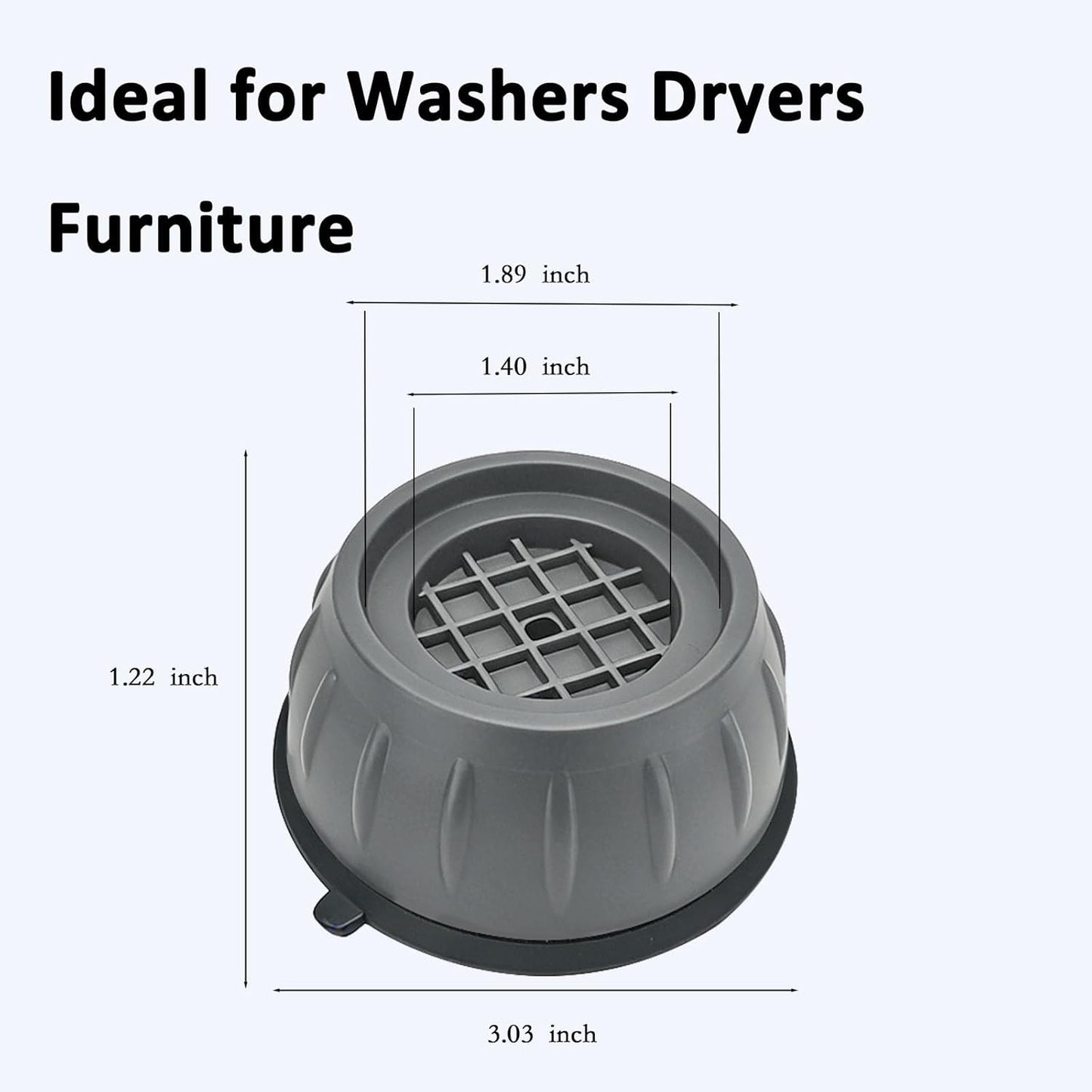 4Pcs Anti Vibration Pads for Washing Machine, Washer Vibration Dampening Pads Reduce Noise & Walking, Shock Absorber Stabilizer Feet with Suction Cup for Dryer and Appliance