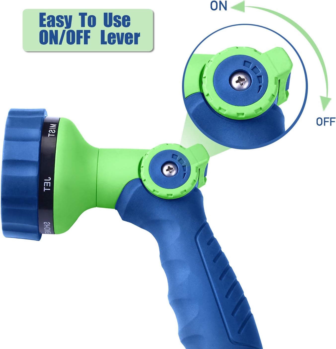GREEN MOUNT Garden Hose Nozzle, Water Hose Spray Nozzle with Thumb Control On Off Valve for Easy Water Flow Control, Black-grey